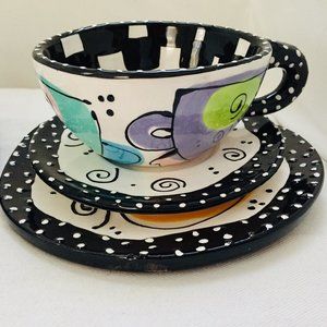 Joanne Delomba For Lotus 6 Piece Set- 2 Cups/2 Saucers/2 Side Plates